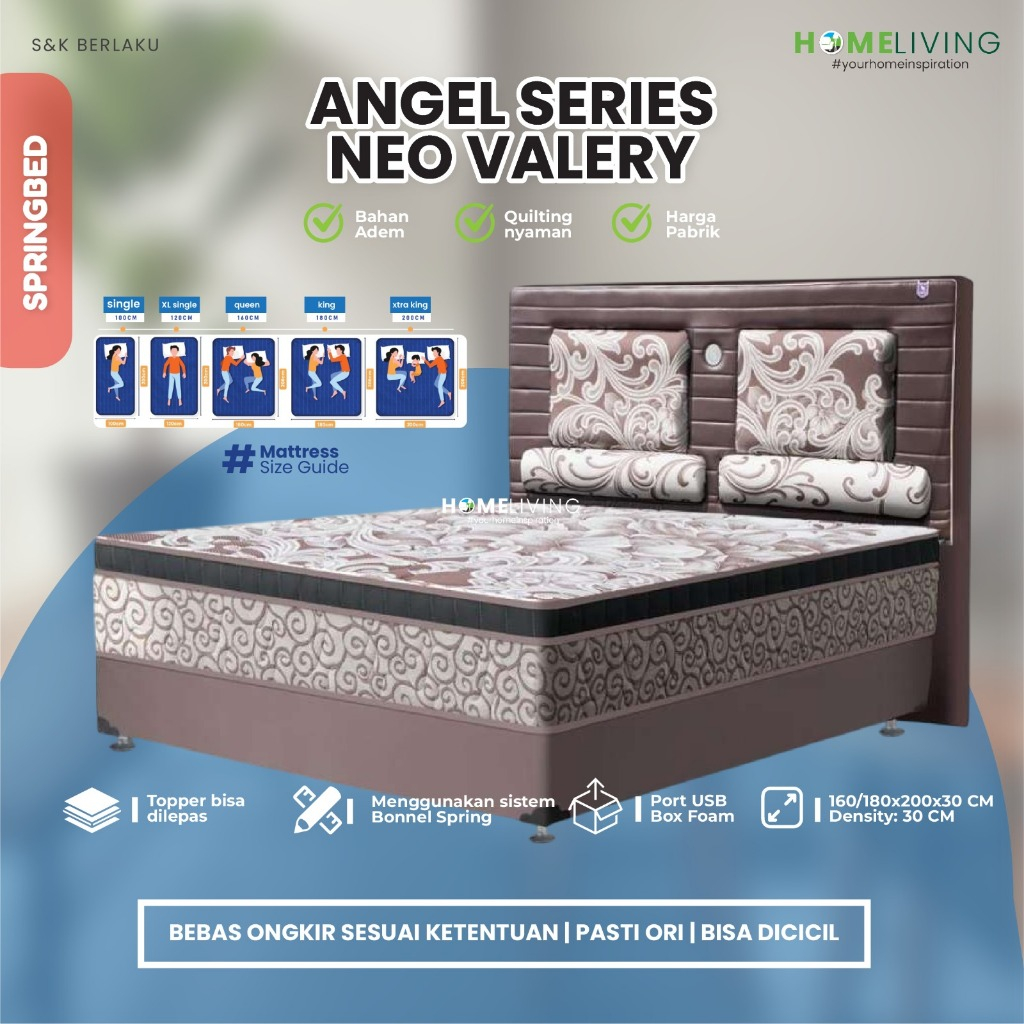 HOMELIVING - SPRINGBED ANGEL VALLERY EKSTRA FULLSET - KASUR AJA MATRASS ONLY - SET DIVAN RANJANG TEM