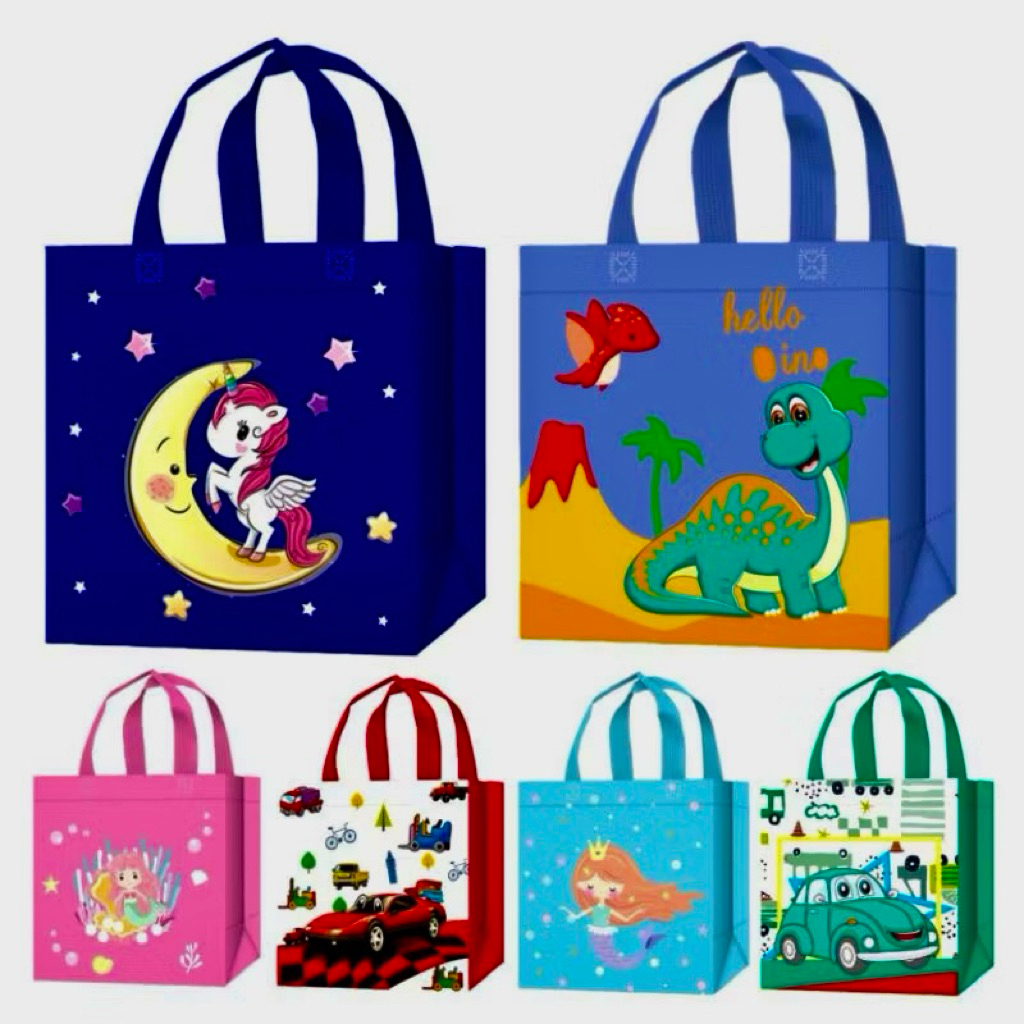 

(Isi 12 Pcs) Tas Souvenir Ulang Tahun Anak Goodiebag Motif Kartun Premium Tebal