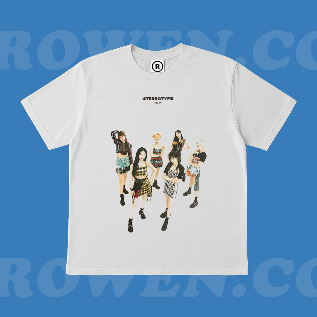 ROWEN.CO | KAOS BAJU STEREOTYPE STAYC | T-SHIRT OVERSIZE PUTIH STYLE Y2K VINTAGE BOOTLEG GRUNGE SKEN