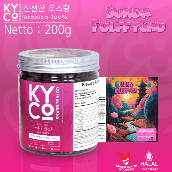 

Biji Kopi Arabika Sunda Fluffychu 200 gram - Specialty Coffee | Roast Beant | West Java Indonesia | Medium Roast | Kiyowo Coffee Roastery