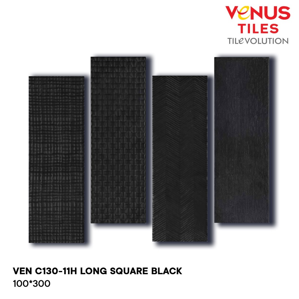 Venus Tiles - Keramik Dinding Interior Long Square Black 100x300