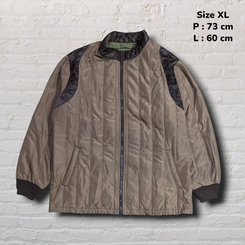 Size XL Jacket Puffer Army Brown Original Second Preloved #K98