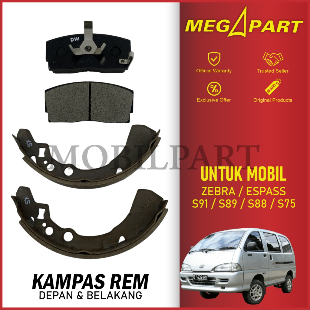 KAMPAS REM DEPAN BELAKANG ESPASS S91 BRAKE PAD SHOE ZEBRA S89 S88 S75 MEGAPART