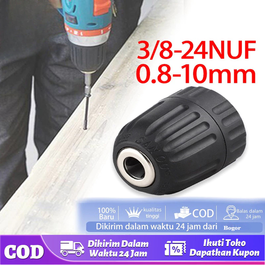 Kepala Bor Keyless Metal 0.8-10mm Dengan Lock, Thread 3/8" Dan M10 - Solusi Praktis Untuk Bor Tanpa 