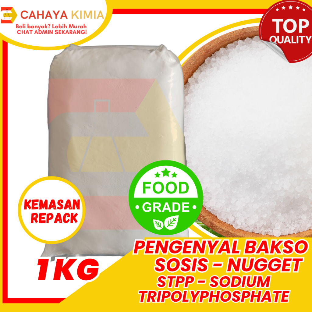 

STPP Food Grade 1KG - Pengenyal Bakso / Sosis / Nugget | Pengenyal Mie | Phosphate / Fosfat