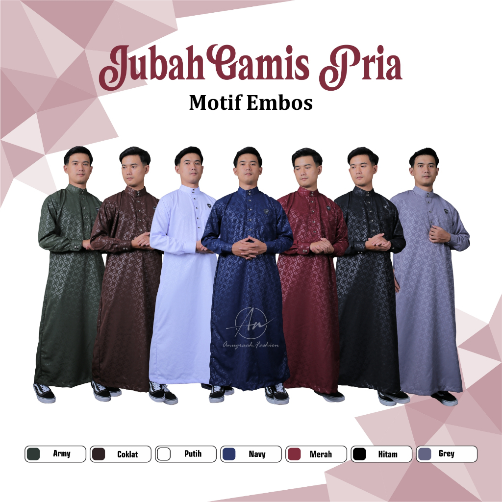 Jubah Pria Embos Premium – Gamis Arab Stylish dengan Manset Trendy
