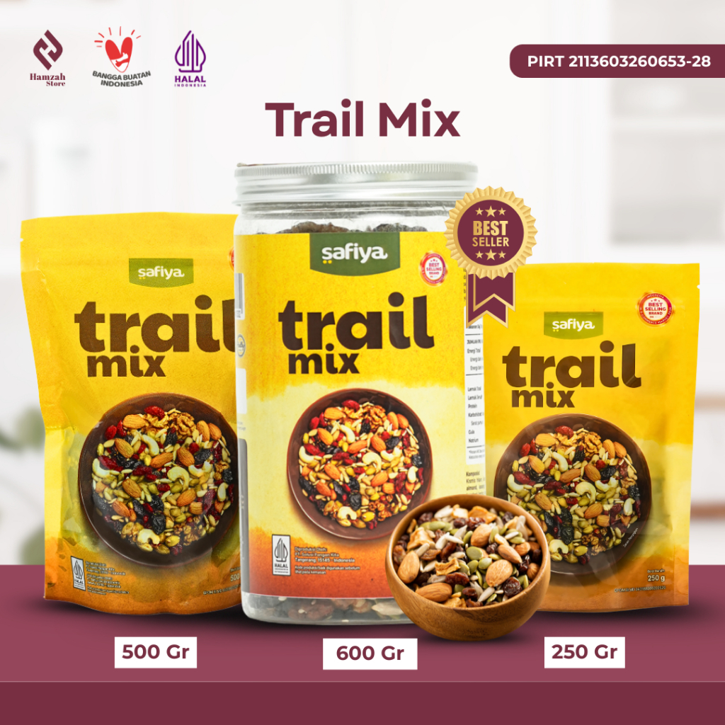 

Trail Mix Safiya 600 gr Jar - Dried Fruit Mix Nut And Seed Cemilan Sehat