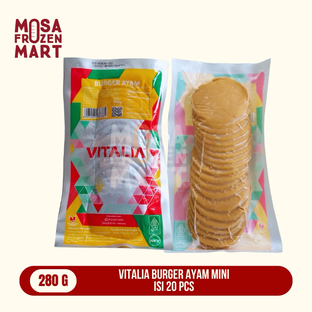 

Vitalia Burger Ayam Mini 280 Gr Isi 20 Pcs | Patty Ayam