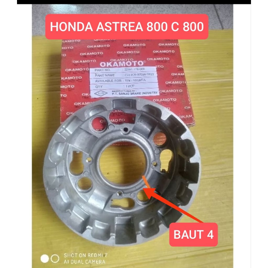 Rumah kampas kopling Honda Astrea 800  C 800  C800 kode parts 22101 178 000 lobang baut 4