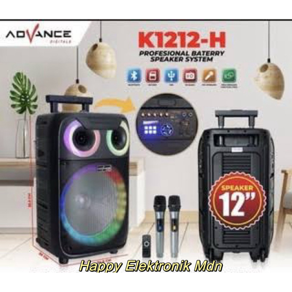 ADVANCE SPEAKER PORTABLE ADVANCE K1212H SPEAKER ADVANCE K1212 H BLUETOOTH PORTABLE ADVANCE 12 INCH -