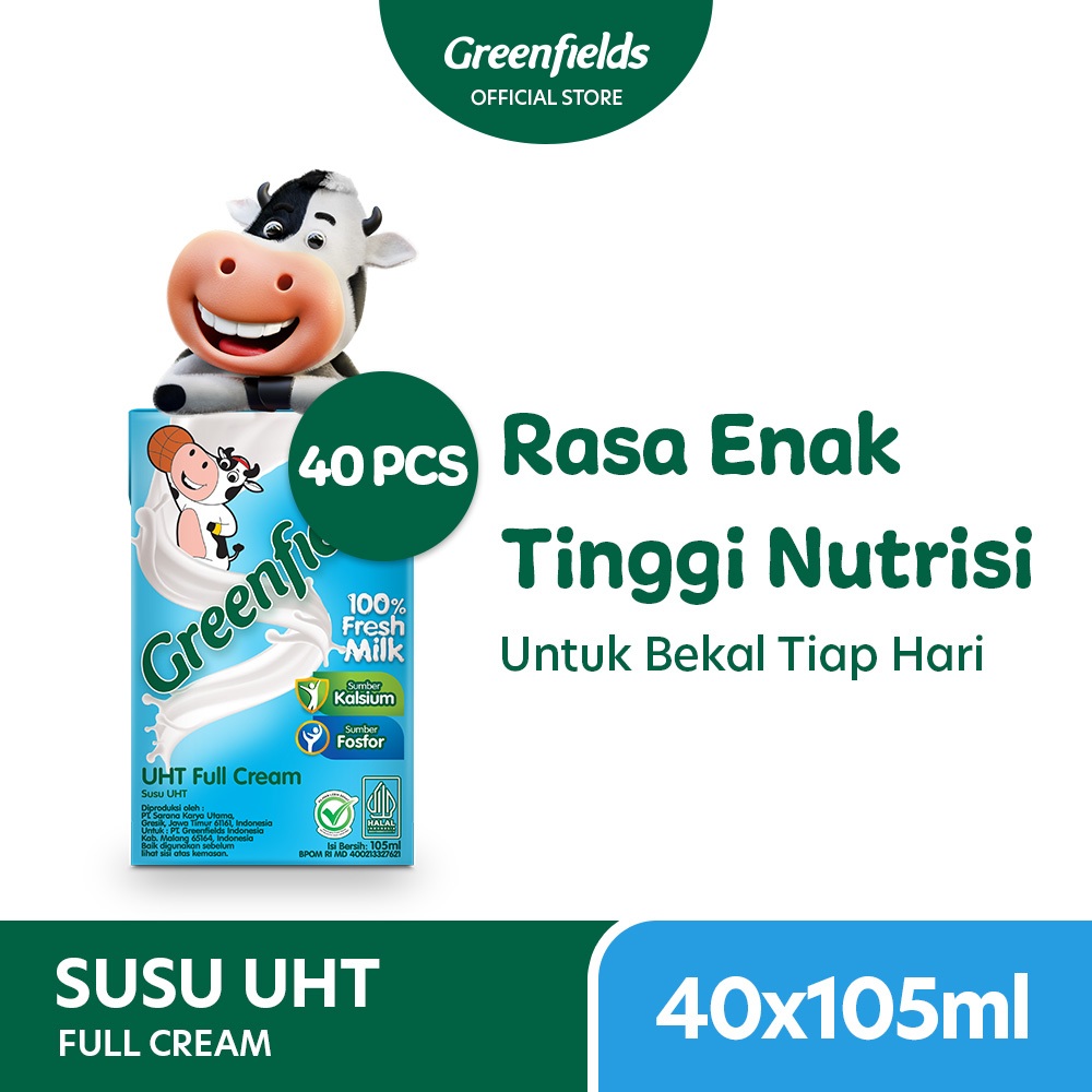 

[LEBIH HEMAT] Susu Greenfields UHT Full Cream 105 mL x 1 Karton