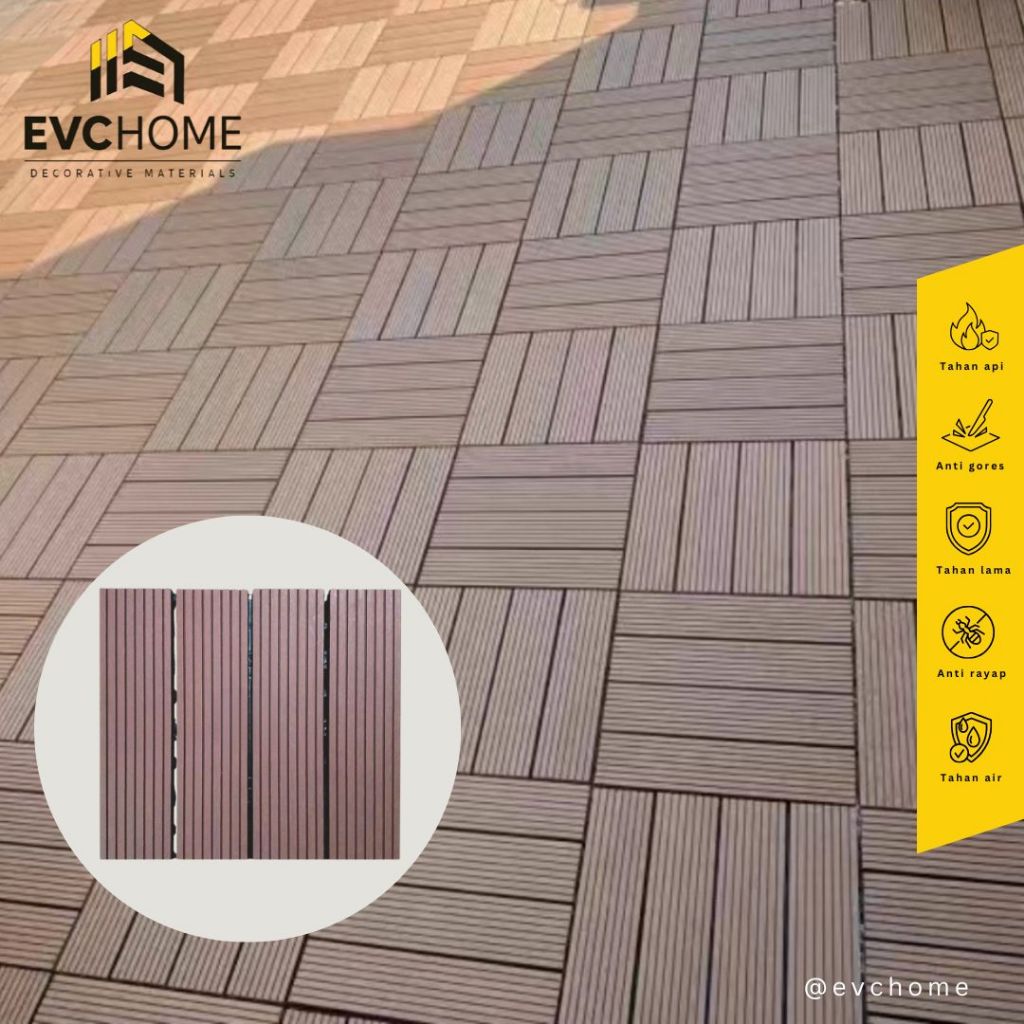 EVCHOME EVC WPC Decking 30 x 30cm Outdoor/ Indoor/ Lantai Kayu Buatan / WPC Flooring