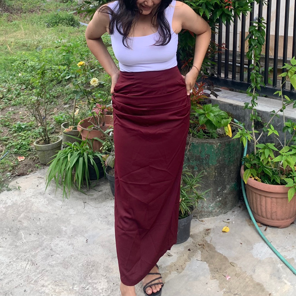 Rok Silk Wanita | Rok Panjang Wanita | Rok Panjang Silk | Rok Elegan