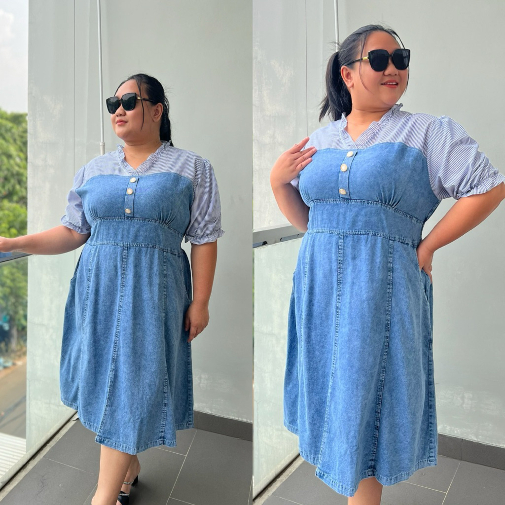 STEEVAN Bigsize Jeans Dress | Dress Jumbo Korean style