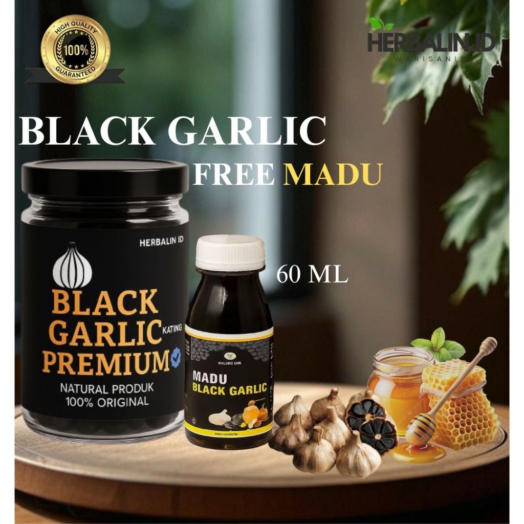 

Black Garlic 250gr Free Madu Honey Black Garlic Bawang Hitam Free Madu 60ml Black Garlic With Honey