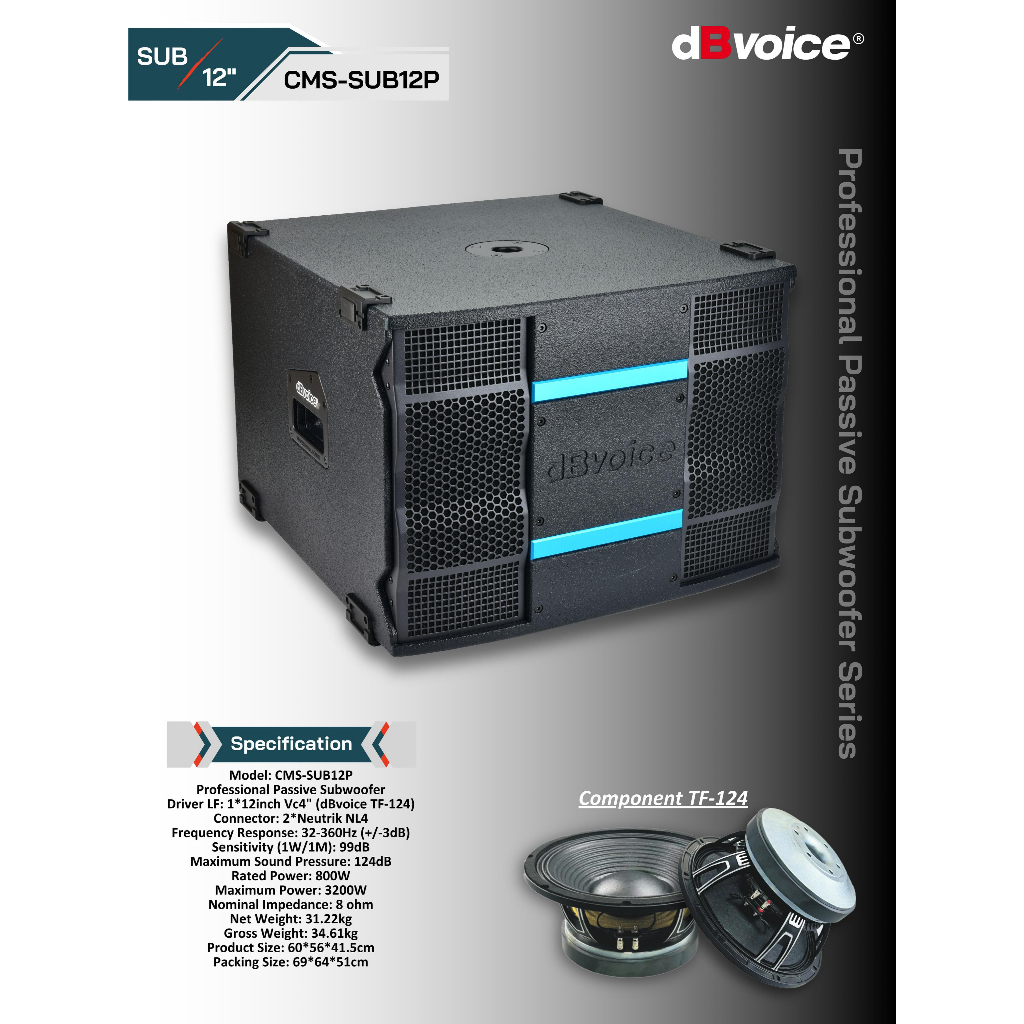 CMS-SUB12P SUBWOOFER PASIF DBVOICE ORIGINAL / SUBWOOFER PASIF 12 INCH