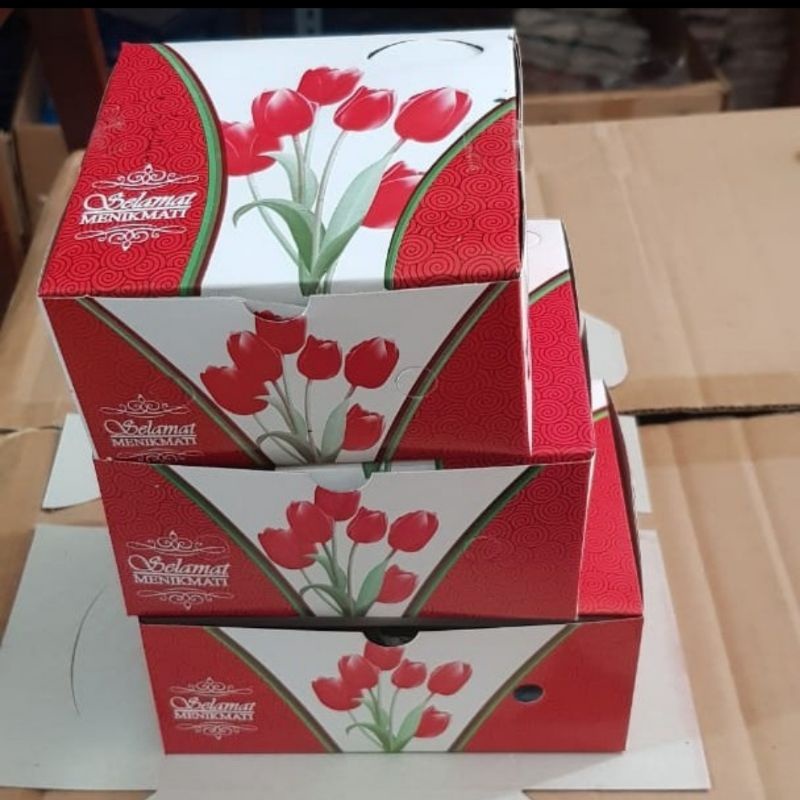 Dus Kotak Kue Roti Motif Bunga uk 12x16