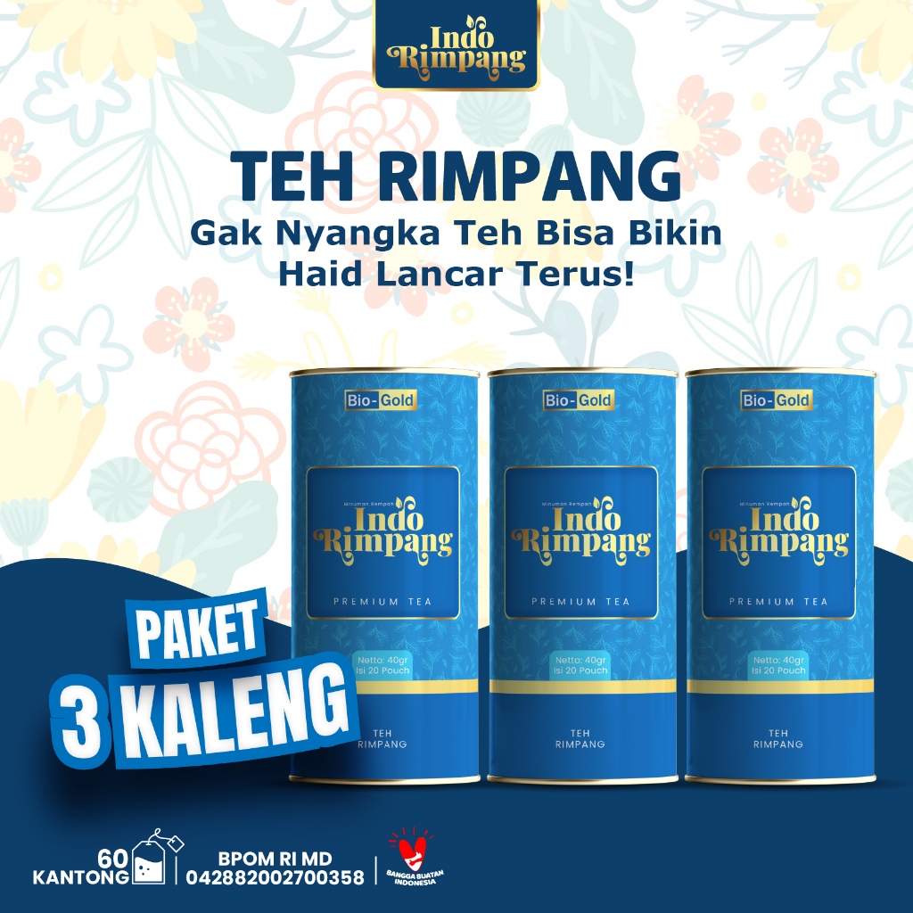

Paket 3 Kaleng Indo Rimpang Premium Tea Teh Celup Untuk Melancarkan Haid Promil 20 Kantong Teh BPOM
