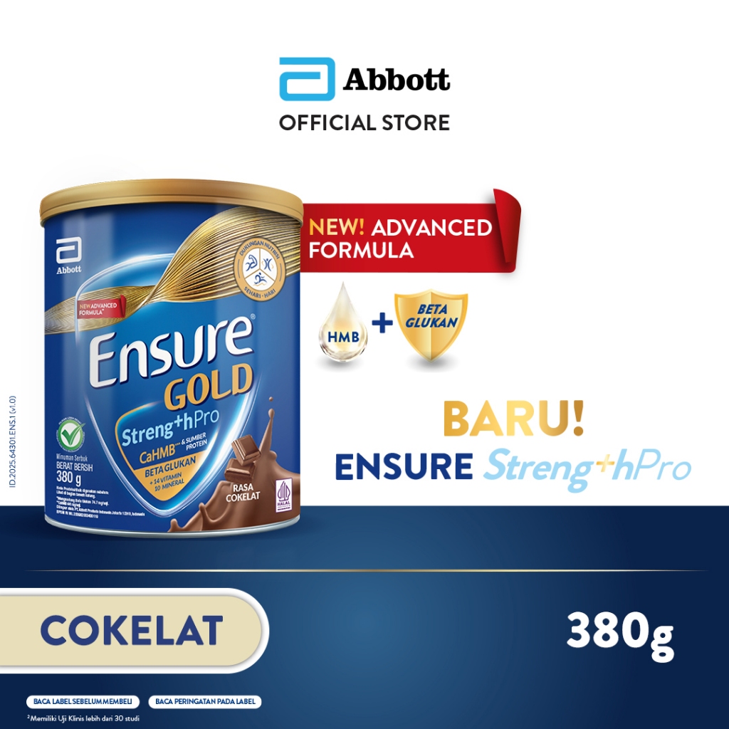 

New // Ensure Gold Strengthpro Cokelat 380 G Nutrisi Dewasa Rendah Laktosa // 100% Original