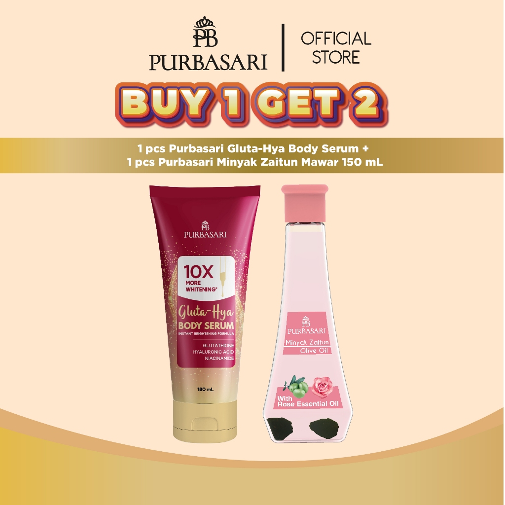 [BUY 1 GET 2 - GLOW BOOSTER] Purbasari Body Serum 180ml + Purbasari Minyak Zaitun Mawar 150ml