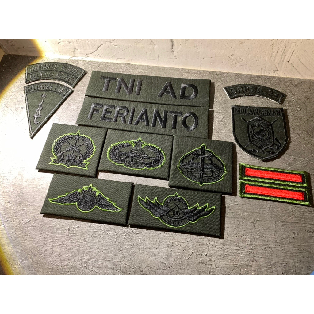 Bordir atribut TNI perkeras/mika