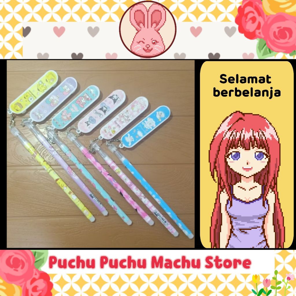 

Pulpen Karakter SANRIO Dengan Gantungan Skateboard SANRIO Warna Hitam [Barang Baru] Alat Tulis Pen Karakter SANRIO