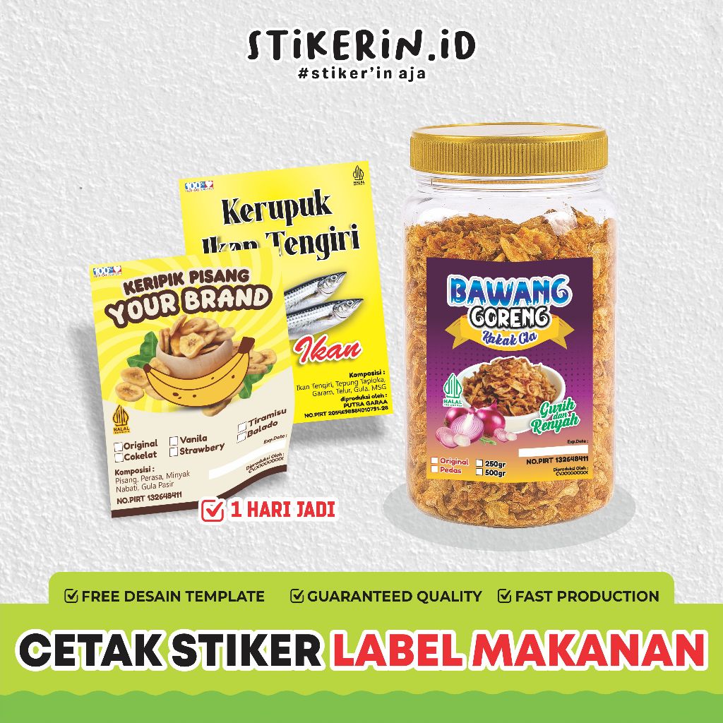 (A3+) Cetak Stiker Label Custom Bahan Chromo/ stiker persegi panjang / stiker pouch/sterofoam/toples