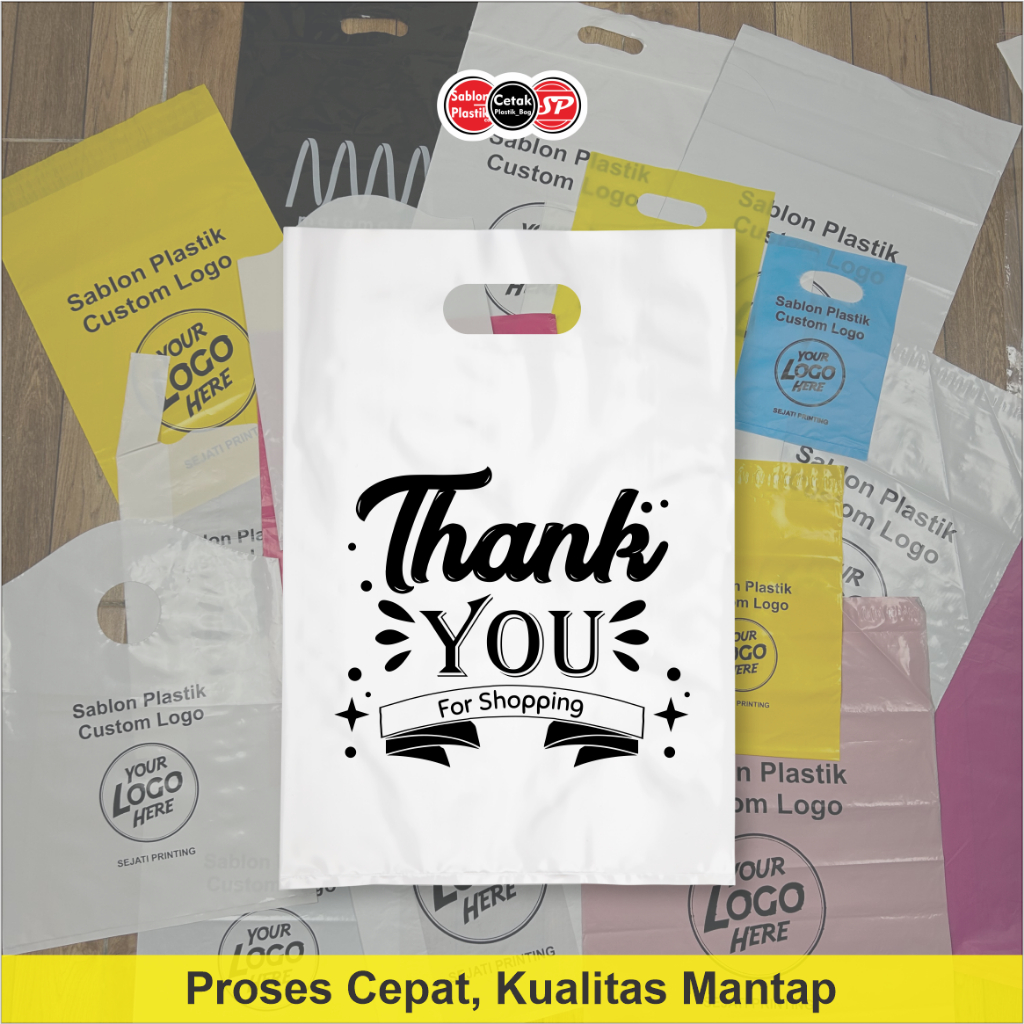 

(Isi 50Pcs Size 30 x 40) Kantong Plastik Motif Thank You | Kantong Plastik Pakaian Gamis