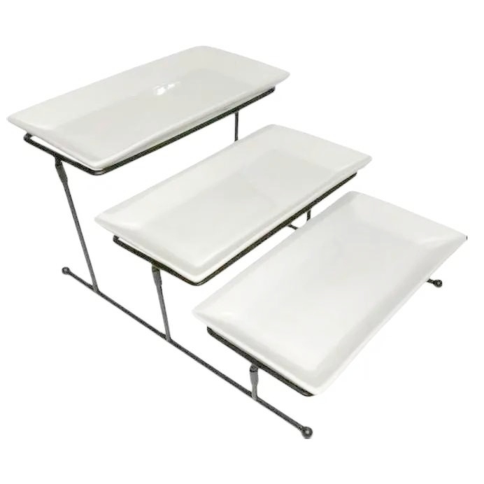 Piring kue keramik / piring shusi / wadah saji / serving tray 3 tingkat keramik