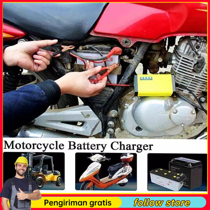Charger Aki Portable 12V 6A Motor Mobil Cas Casan Aki Motor Charger Aki Motor 12v otomatis/Casan Aki