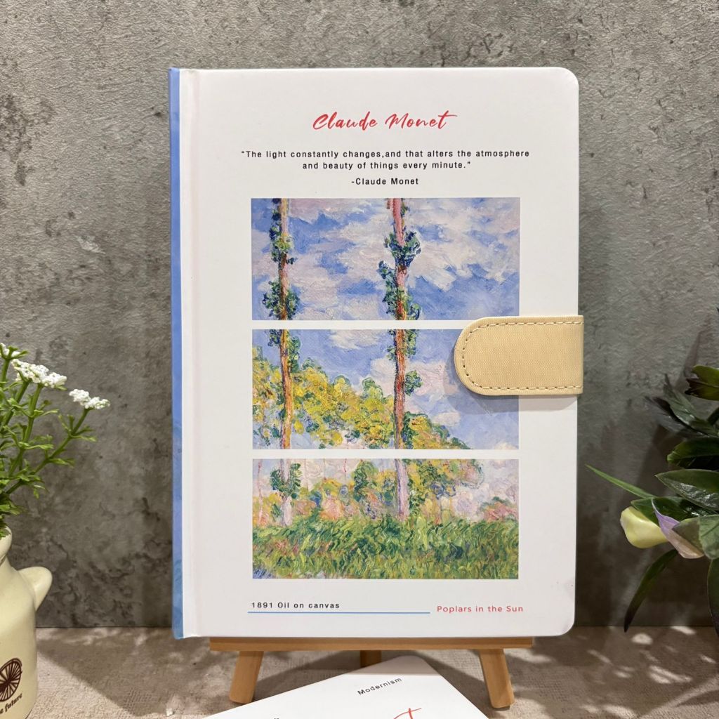 A5 Buku Claude Monet | Kertas Polos Tidak bergaris | Buku Tutup Magnet | Buku Jurnal Kertas Kosong