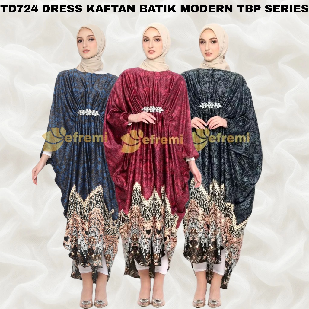 DRESS KAFTAN BATIK MODERN WANITA HIJAB – DESAIN FLOWY ELEGAN DENGAN AKSEN PAYET MEWAH, COCOK UNTUK K
