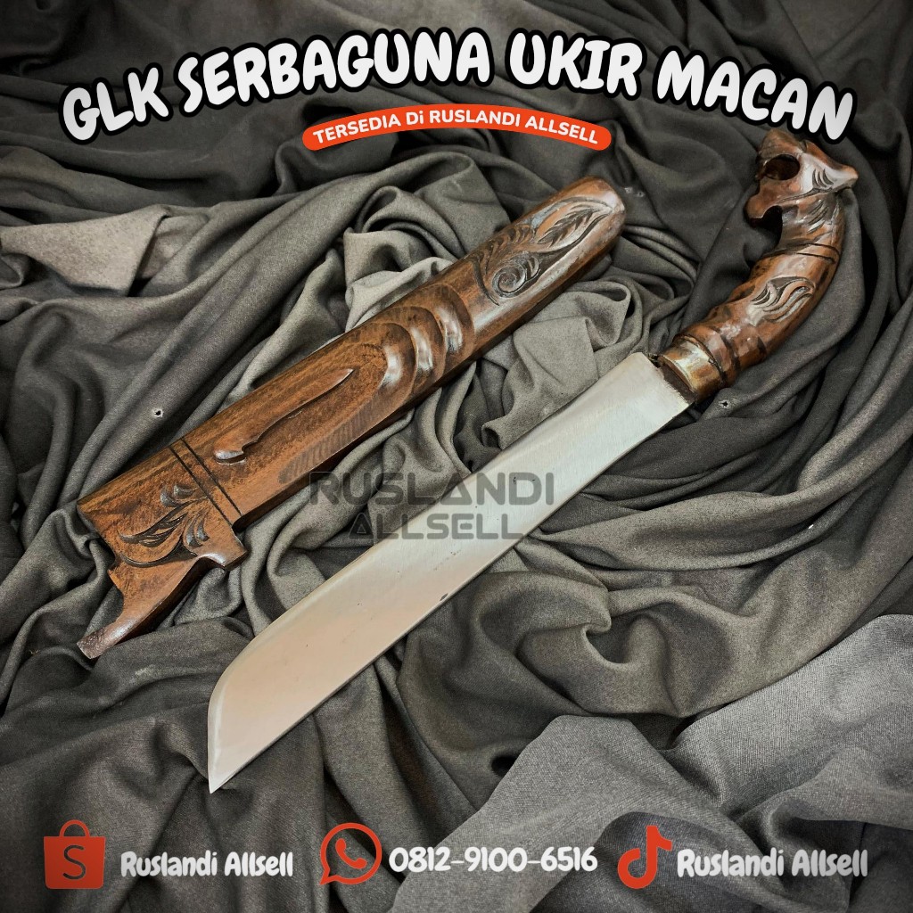 Golok Macan Baja Asli Per Sepuh Serbaguna Panjang 25cm Kayu Bakoo