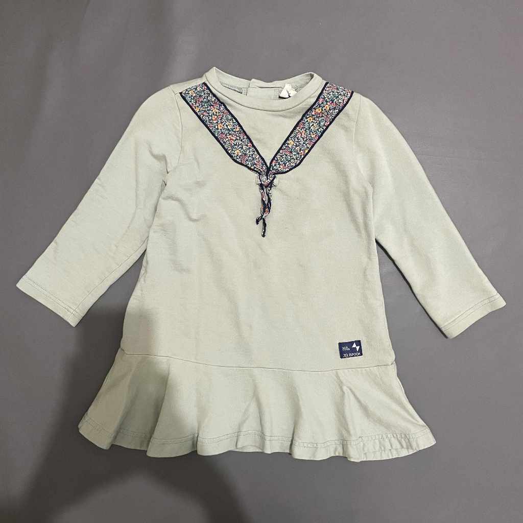 ANAK K314 (JELISPOON ORI, PRELOVED) Dress Tunik Atasan Kaos O Neck Rempel Tangan Panjang Motif Dasi 