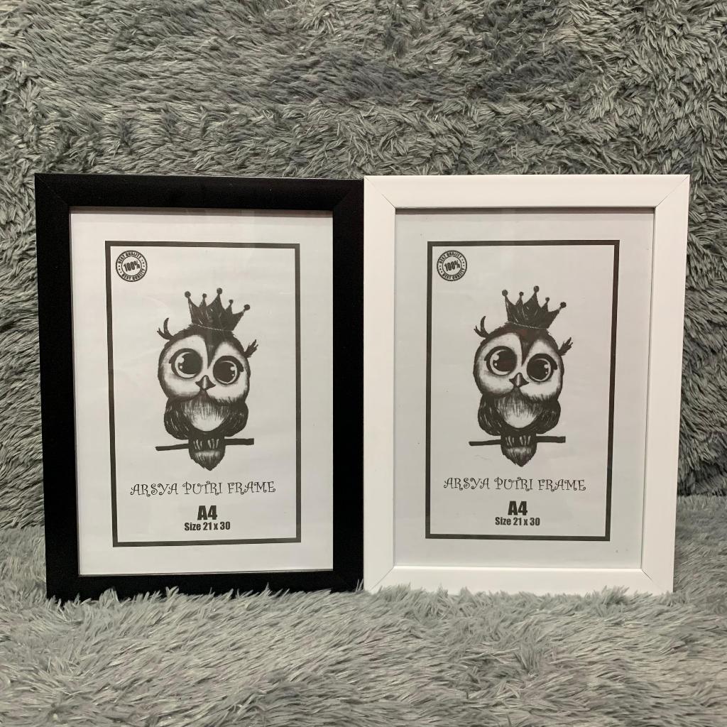 Bingkai foto A4 Putih, frame foto Sertifikat A4 Hitam, figura A4, frame 21X30cm Hitam, Putih + kaca