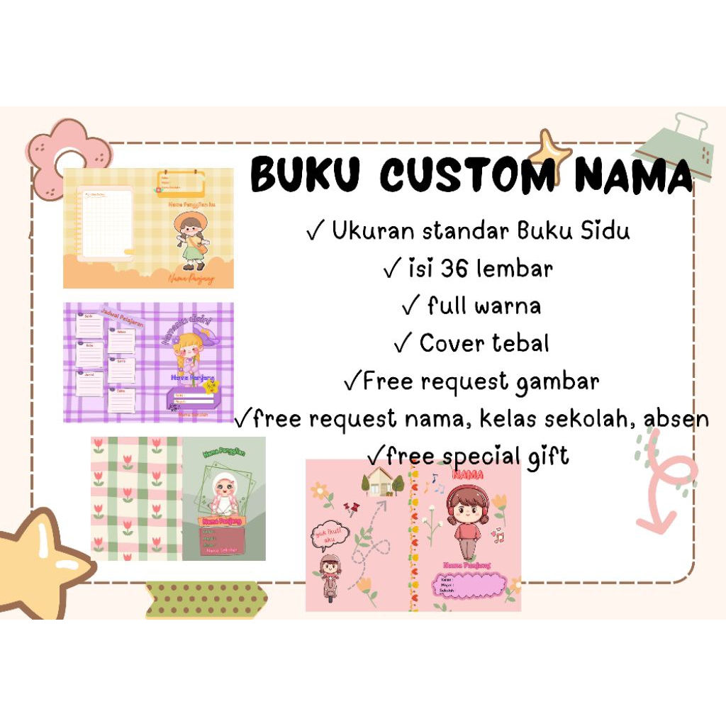 

BUKU TULIS CUSTOM NAMA CUTE TERMURAH