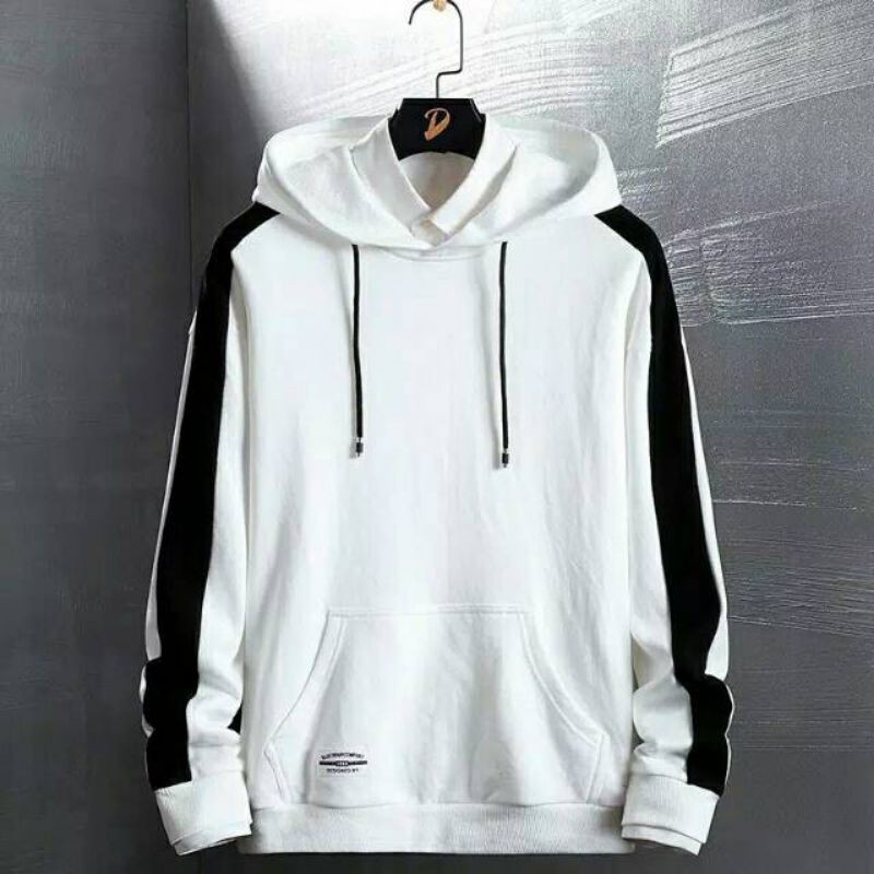 S - XXXXX(6XL) Jaket Hoodie Unisex Streetwear Hoodie Pria Stripe Lengan Panjang Modis Garis Putih Le