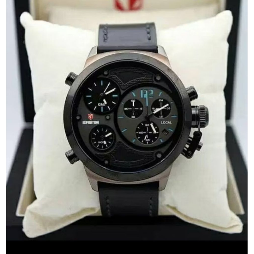 JAM TANGAN PRIA EXPEDITION E 6396 M 100 % BERGARANSI RESMI 1 TAHUN TALI KULIT WATER RESISTANT 5 ATM
