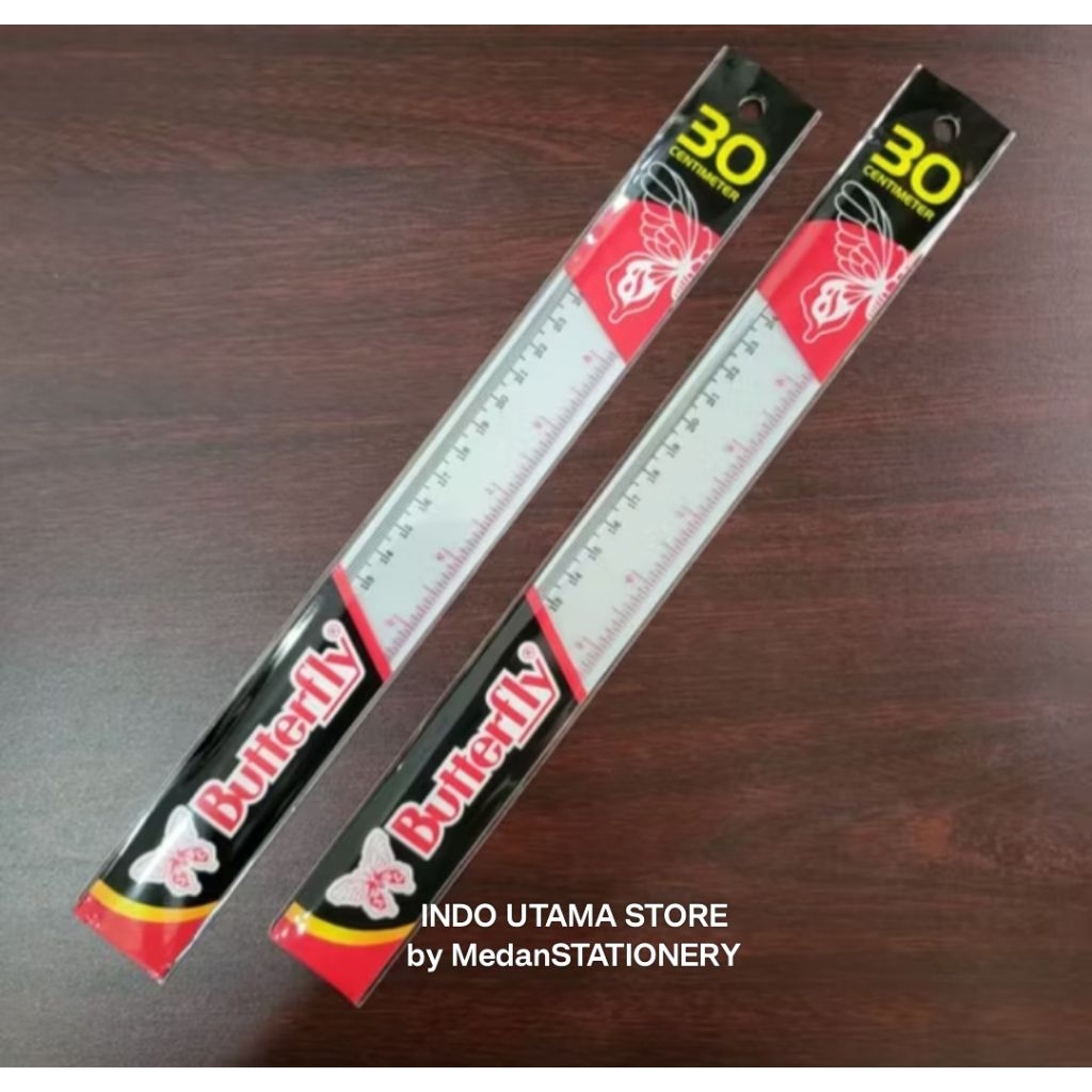

[SATUAN] ROL | PENGGARIS PLASTIK BUTTERFLY 30 CM