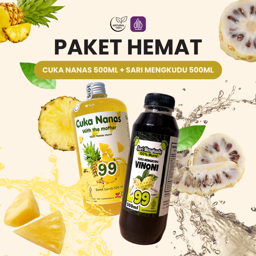

PAKET HEMAT Sari Mengkudu Cuka Nanas Asli 100% Original Tanpa Pengawet 500 ml