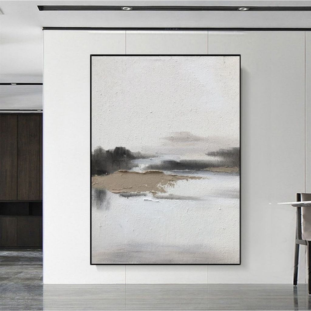 Lukisan Dinding Abstrak Pantai | Lukisan Tekstur Timbul | Lukisan Handmade Aesthetic 3D