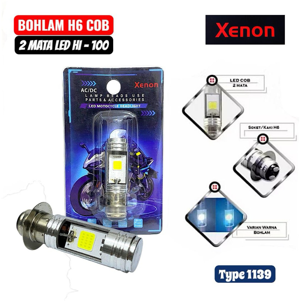Cod PROMO Lampu Led Depan M1b Bohlam Led 2 Sisi Putih Terang Model H6 Domino Kualitas Awet Tahan Lam