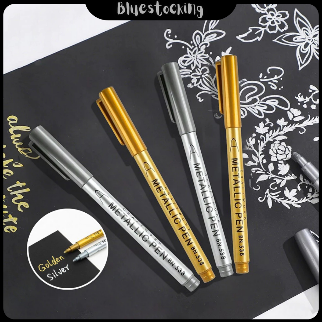 

Spidol Warna Metalik Gold Silver Waterproof Metallic Craftwork Pen Marker / Scrapbook Pen Spidol Tinta Metalik Emas Perak Serbaguna / Gold Silver Marker / Art / Spidol Seni