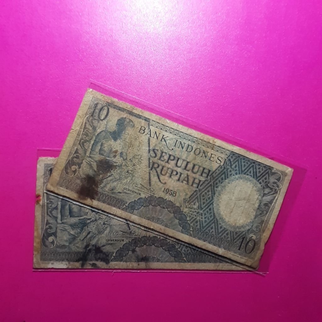 uang 10 rupiah pekerja 1958