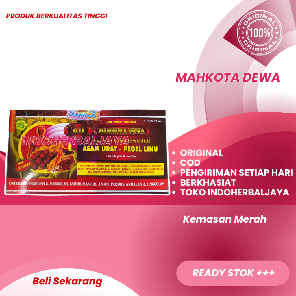 

Mahkota Dewa Kemasan Merah Ramuan Asam Urat Pegal Linu