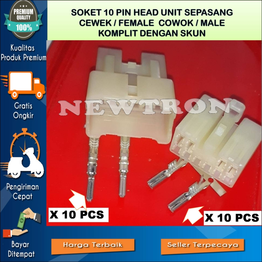 SOKET 10 PIN CEWE COWO MALE FEMALE HEAD UNIT HU TAPE MOBIL OEM TOYOTA AVANZA YARIS RUSH CALYA AGYA
