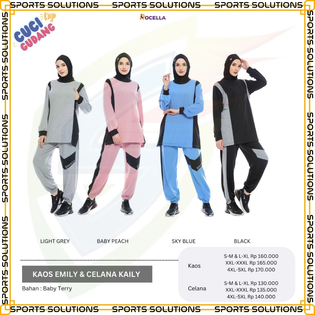 SETELAN OLAHRAGA MUSLIMAH - SERAGAM OLAHRAGA - SETELAN ZUMBA - BAJU OLAHRAGA MUSLIMAH ROCELLA KAOS E