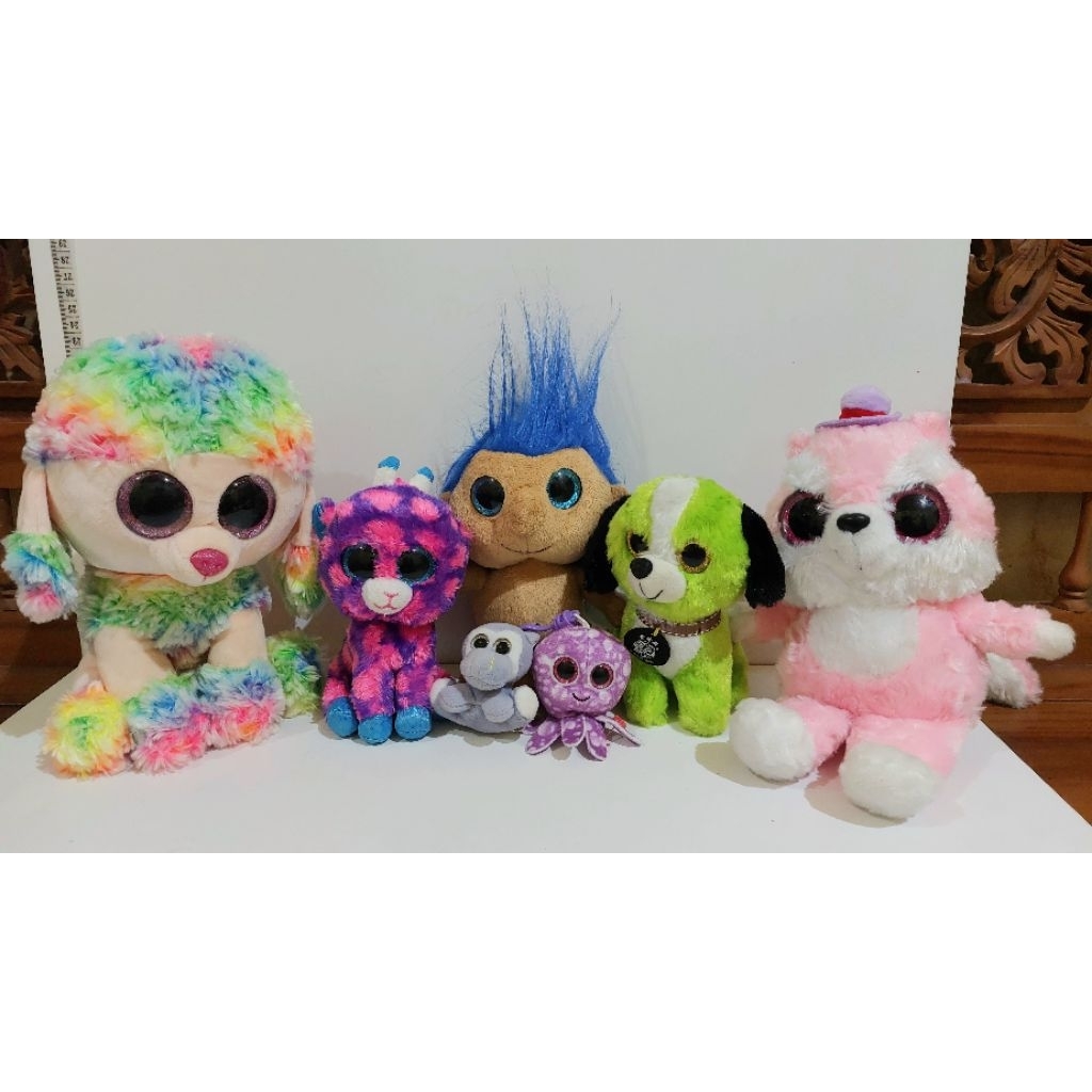 Koleksi Boneka Mabel Mata Belok TY Domba Rainbow Jerapah ungu Gurita ungu Orang utan Doggy