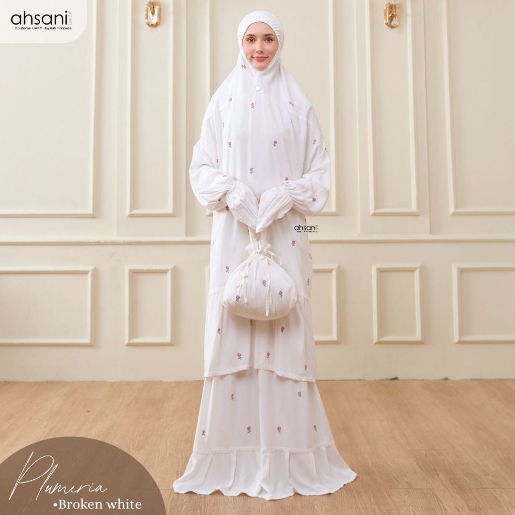 Mukena Plumeria / Mukena Atasan Berlengan / Mukena Tunik / Mukena Atas Bawah Berlengan / Mukena Tuni