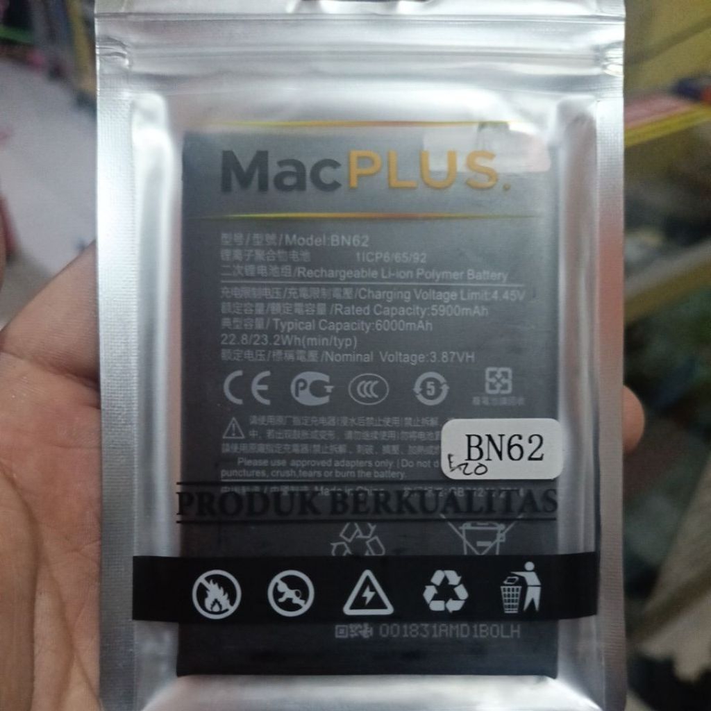baterai bn 62 ori macplus dobel baterai REDMI 9t Poco m3 bn62 bn-62